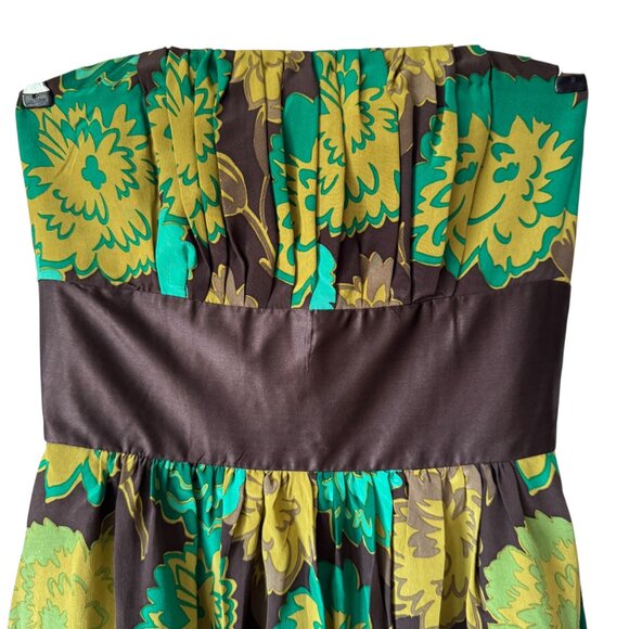 Plenty by Tracy Reese Silk Floral Strapless Dress Size 6 Bubble Hem Empire Waist - Picture 13 of 16